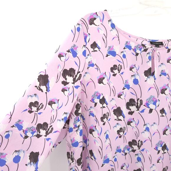 Talbots floral popover tunic top womens Size XL purple 3/4 sleeve - Picture 2 of 8